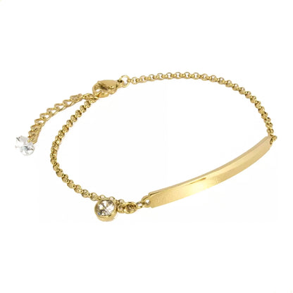 Esclava Pulsera Con Placa Lisa Para Dama con Cristales Diamantes