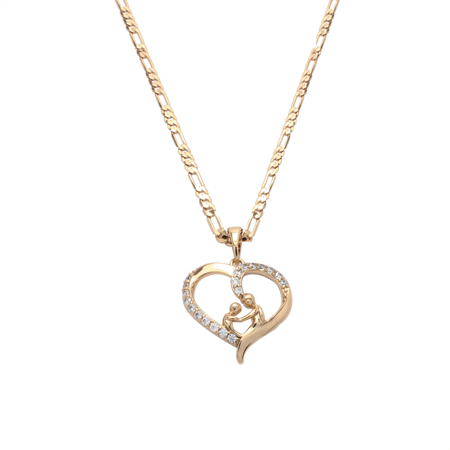 Collar Corazón Abrazo Hijo Amor Familia Dorado Oro Laminado