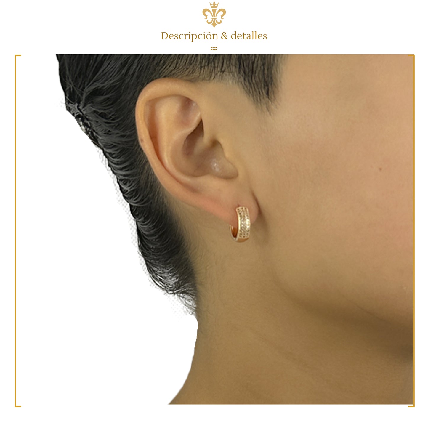 IMPERO JEWELRY Aretes Pequeños Para Mujer En Oro Laminado Con Cristales