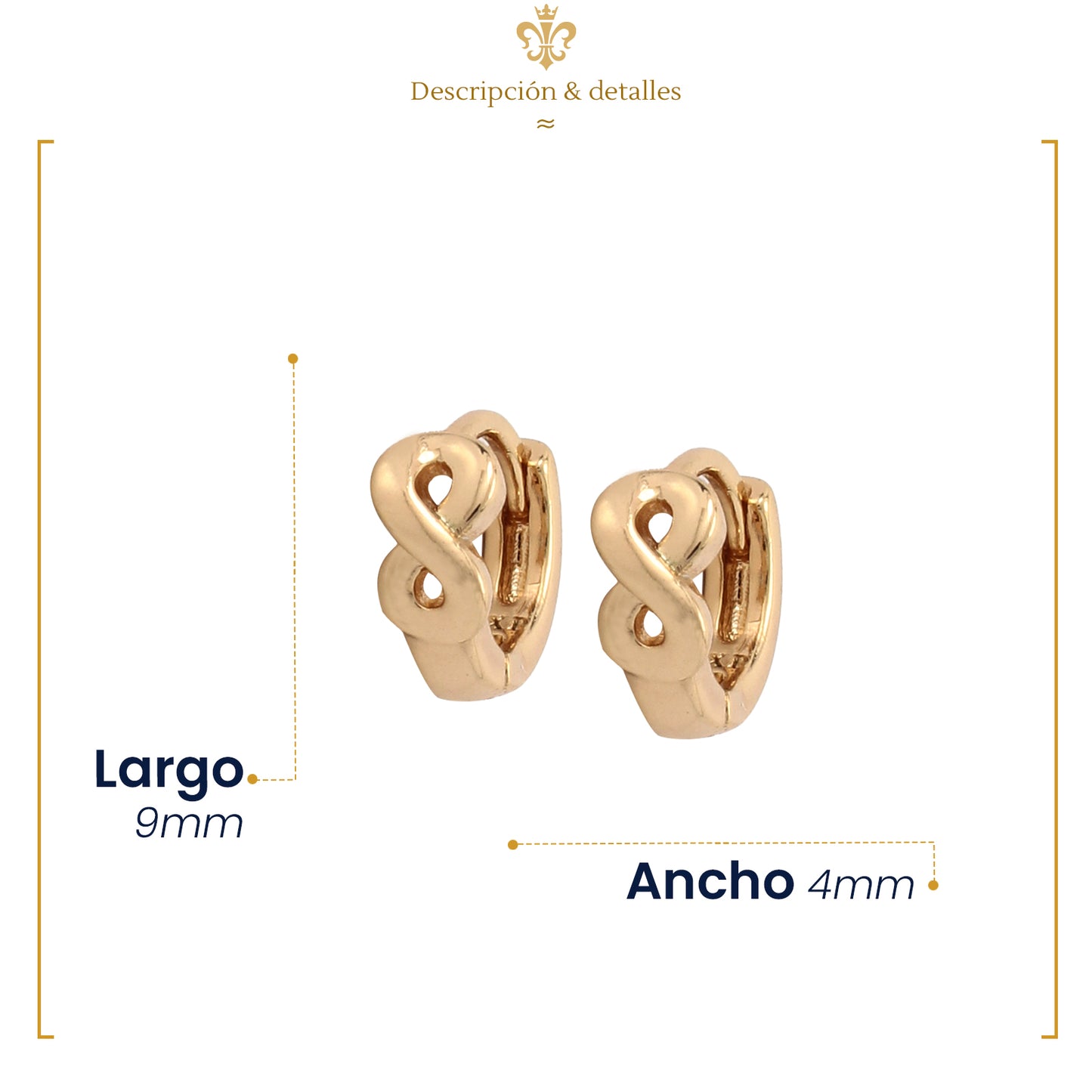 Aretes Arracaditas Para Niña Bebé De Infinito En Oro Laminado 18k