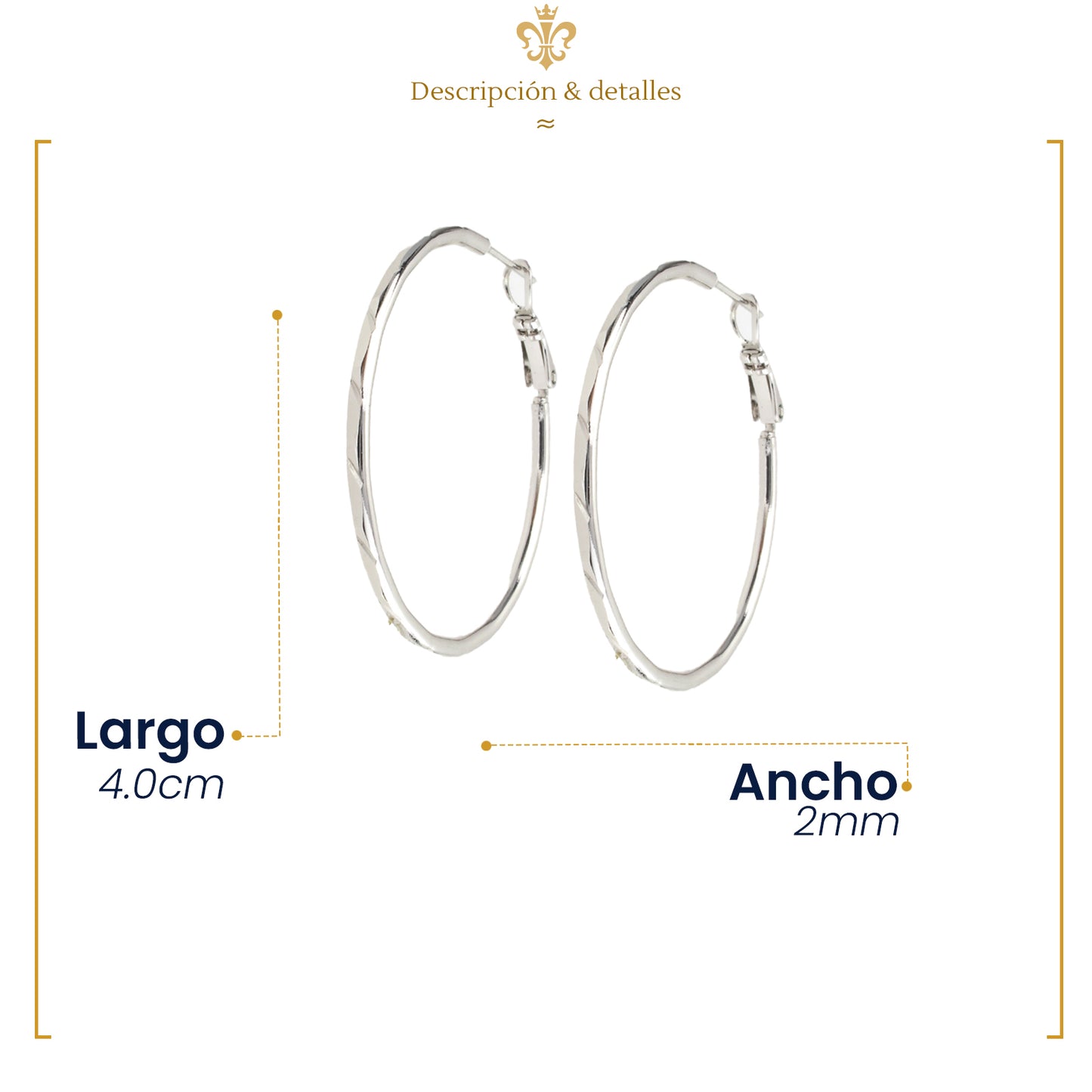 Arracadas Satinadas En Oro Laminado Blanco Para Mujer