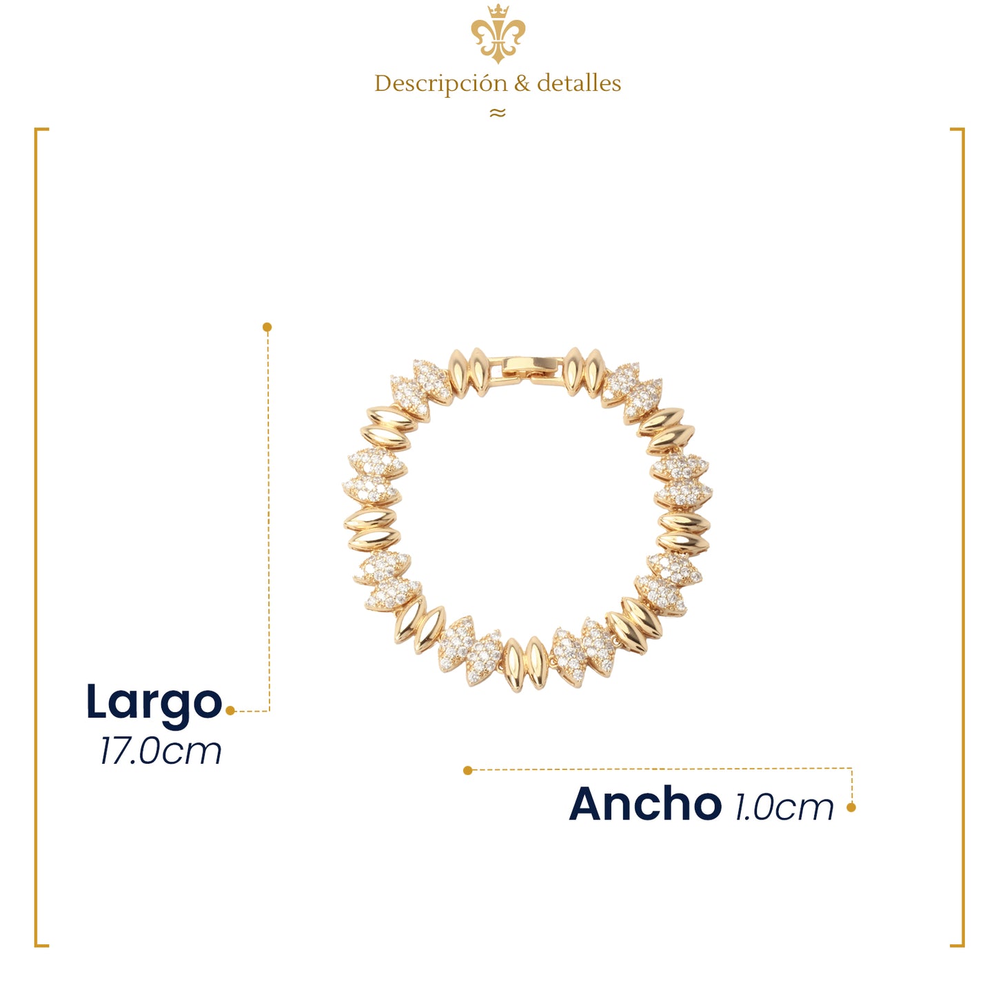 IMPERO JEWELRY Esclava Pulsera De Mujer Cristales Swarovski En Oro Laminado 18k Para Regalo