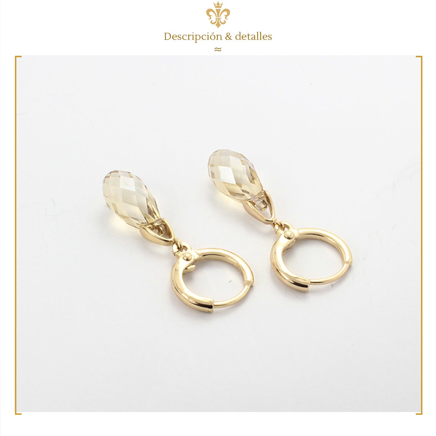 Elegantes Aretes De Cristal Swarovski Largos Con Diseño Gota