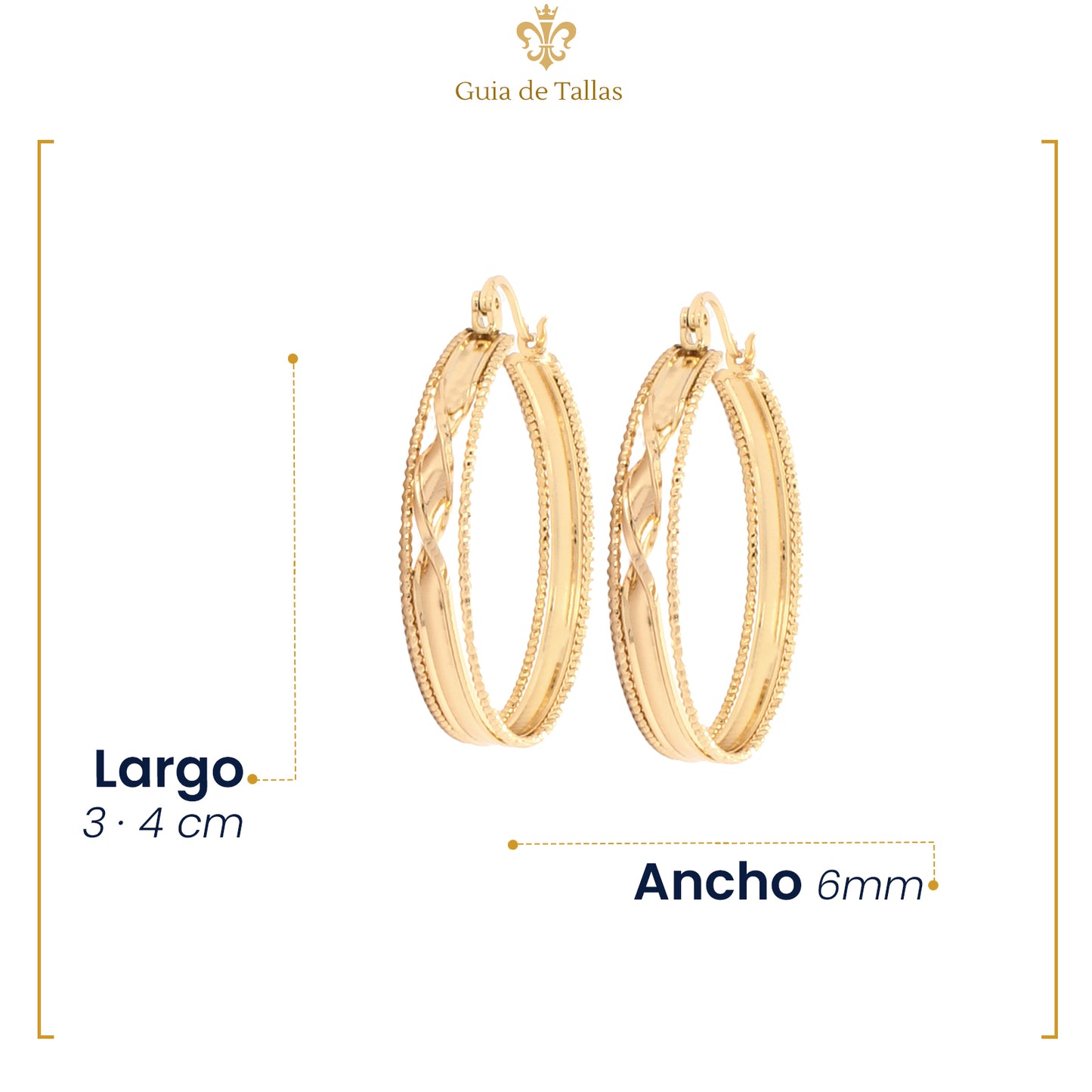 Aretes Arracadas De Oro Laminado Coquetas Ondular Brillosas