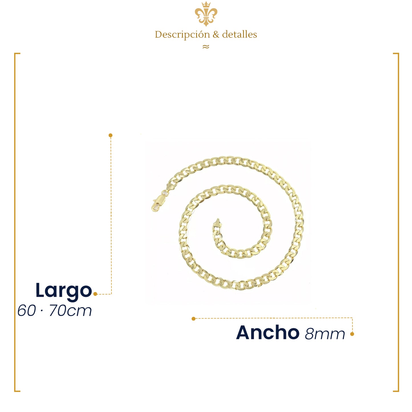 cadena gruesa tejido cubano estilo unisex en oro 14k laminado 8mm