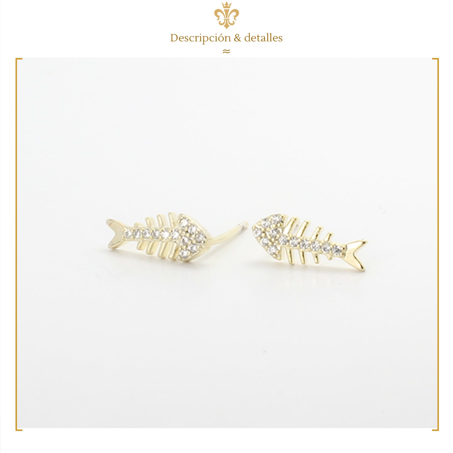 Juego De Aretes Broqueles En Forma De Flor Y Pez En Oro 14K Laminado Para Dama Y Niña