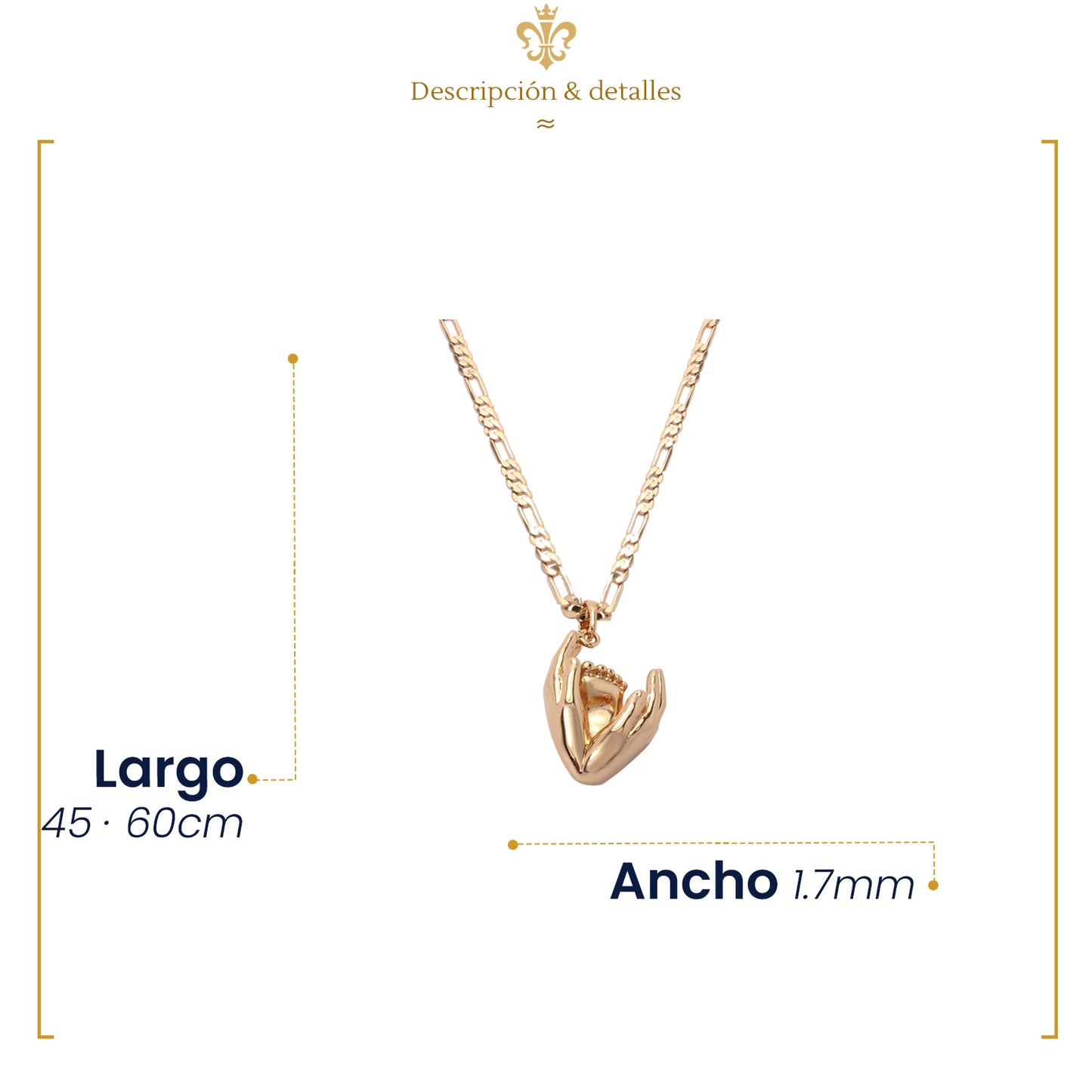 IMPERO JEWELRY Collar Amor Entre Manos Dorado Corazón Oro Laminado Regalo