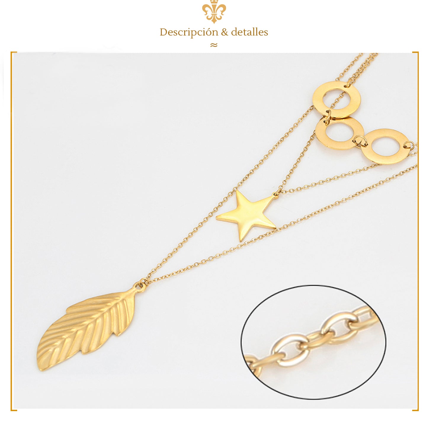 Collares Múltiples Con Dije Para Mujer De Oro Laminado 24k