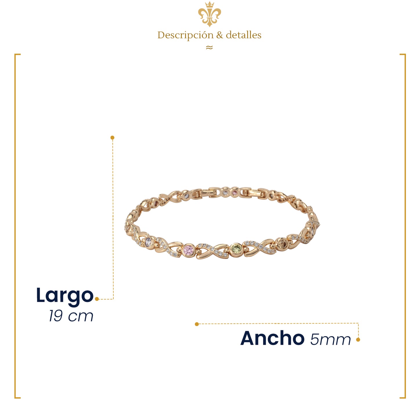 Pulsera Esclava Infinito Amor Swarovski Oro Laminado 18k