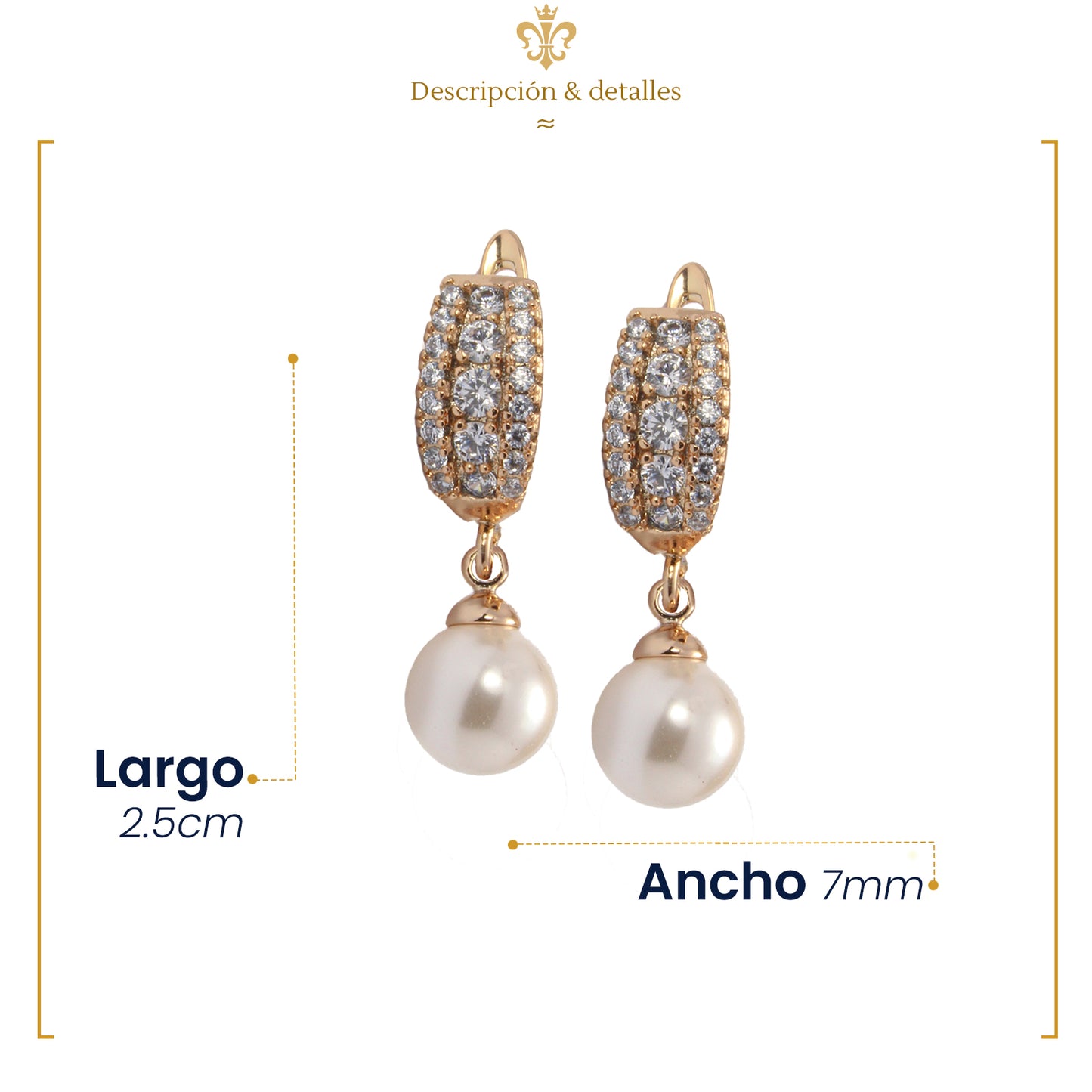 Arracadas Aretes De Oro Laminado Con Perlas 18k Colgantes