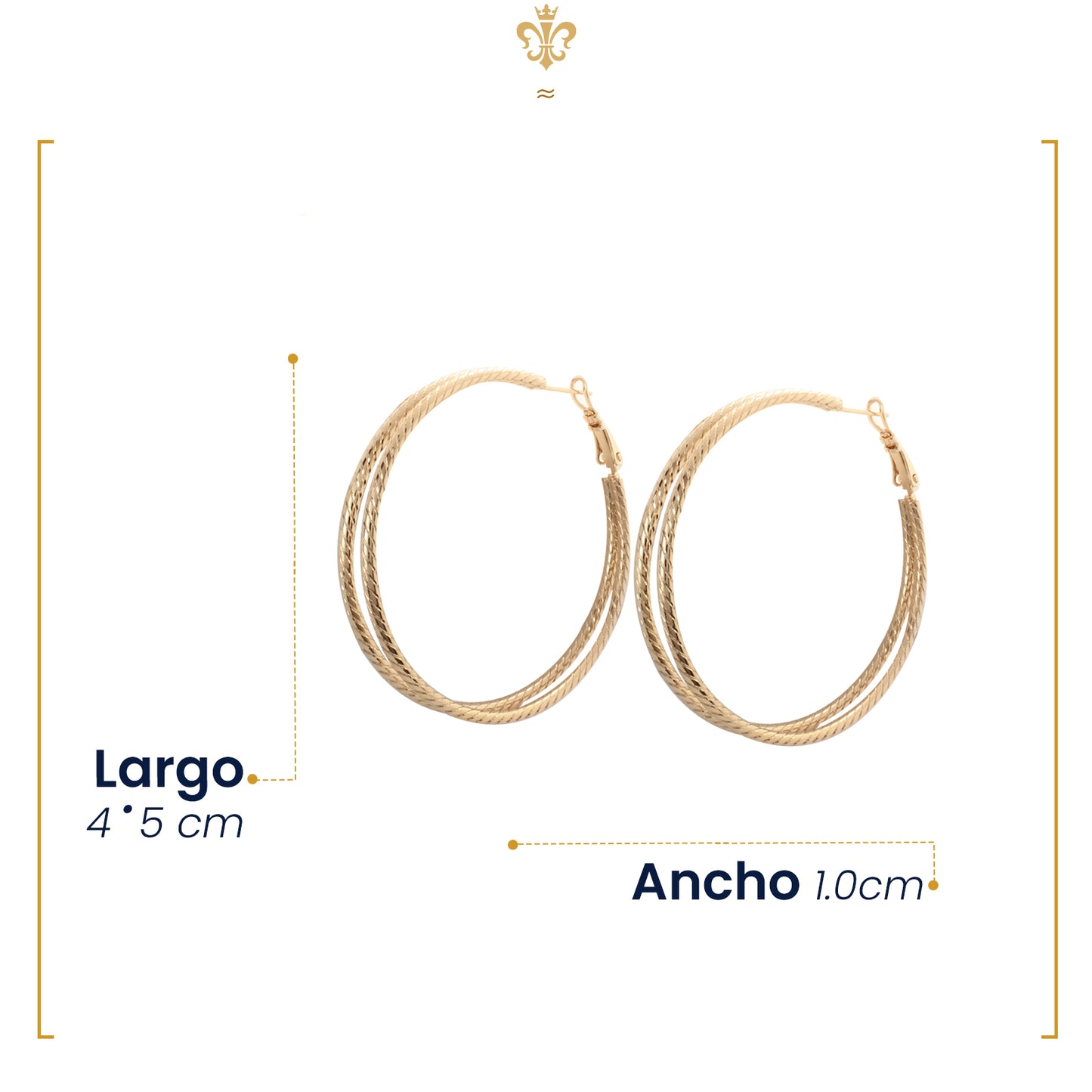 Arracadas Con Finos Acabados Satinados De Oro Laminado 18k