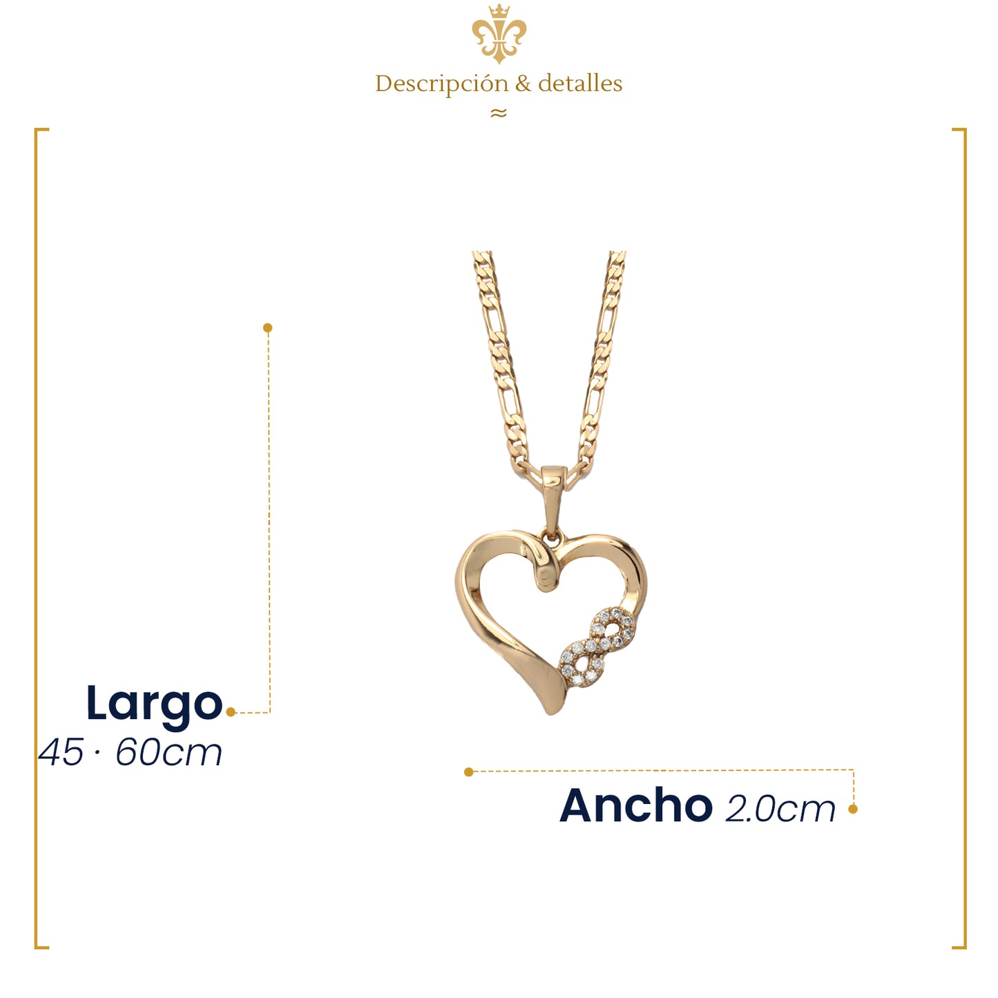 Collar Amor Dije Corazón Infinito Zirconias Oro Laminado