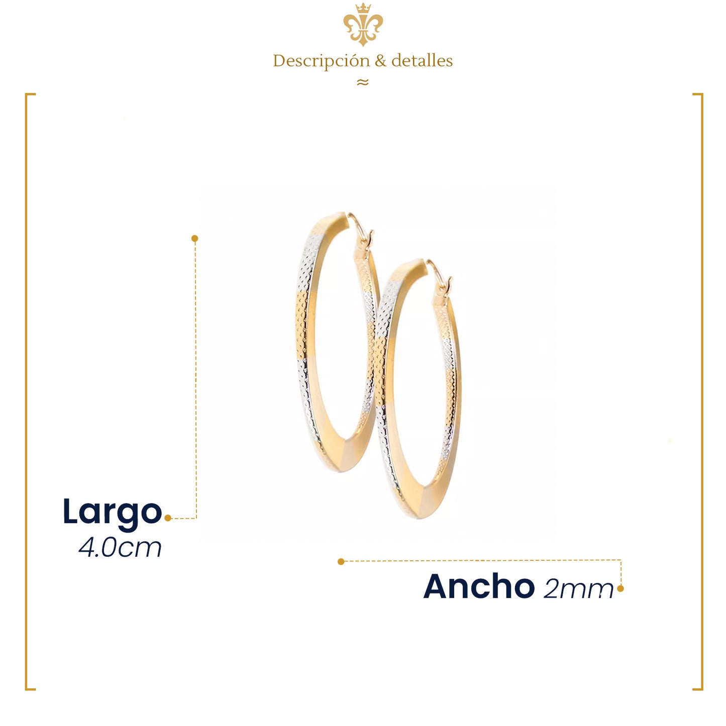 Aretes Arracadas Planas Doradas Y Plateado Para Mujer De Oro Laminado