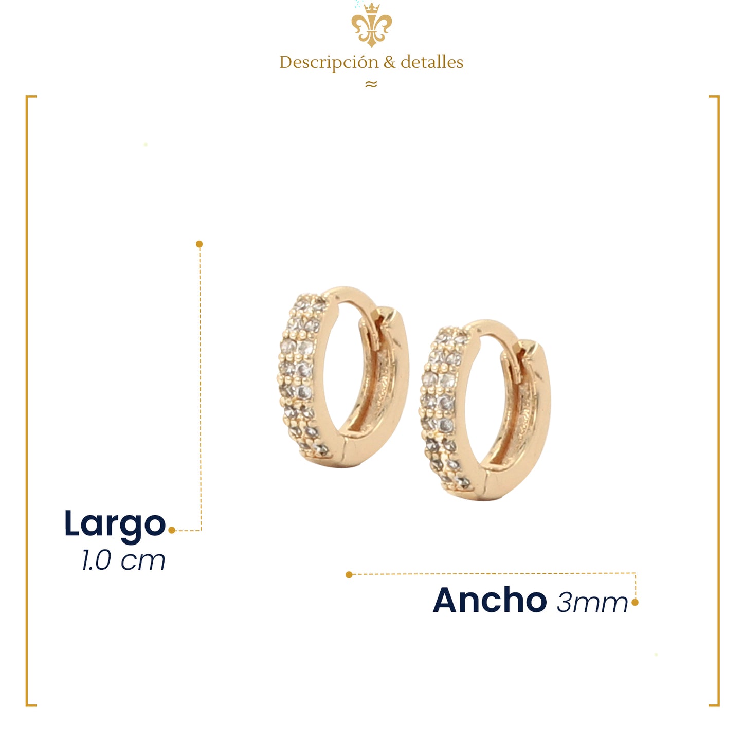 IMPERO JEWELRY Aretes Arracadas Pequeñas Huggies Para Mujer En Oro Laminado