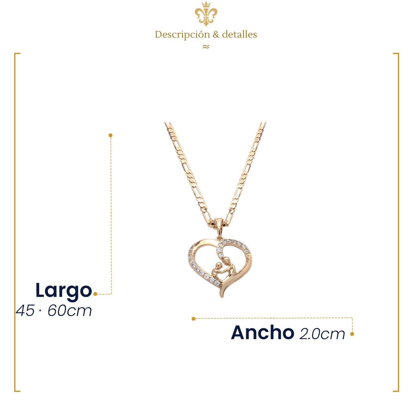 Collar Corazón Abrazo Hijo Amor Familia Dorado Oro Laminado