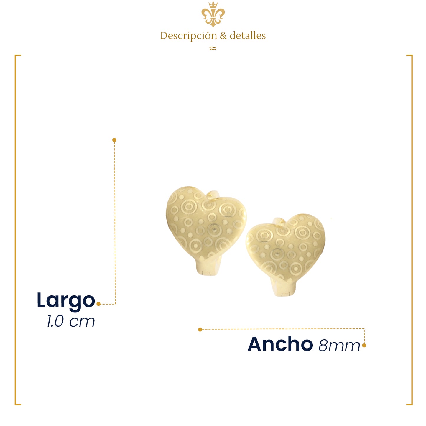 Aretes Huggies En Forma Corazón Satinados Oro Laminado 14k