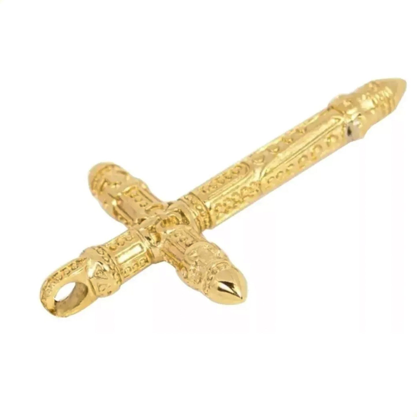 Dije Cruz Crucifijo Gotico Con Grecas En Oro Laminado 24k