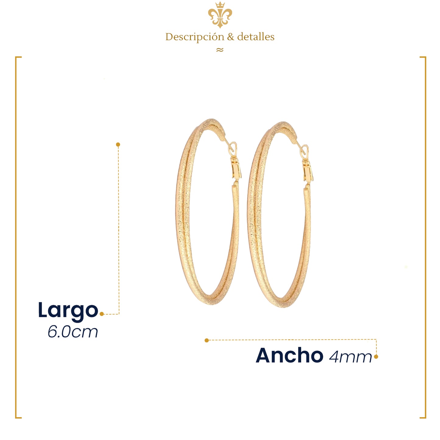 Arete Arracada Grandes Para Mujer Estilo Tubular Diamantada En Oro Laminado 18k