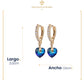 Aretes Arracaditas De Corazón Diamante Con Cristales Oro Laminado 18k