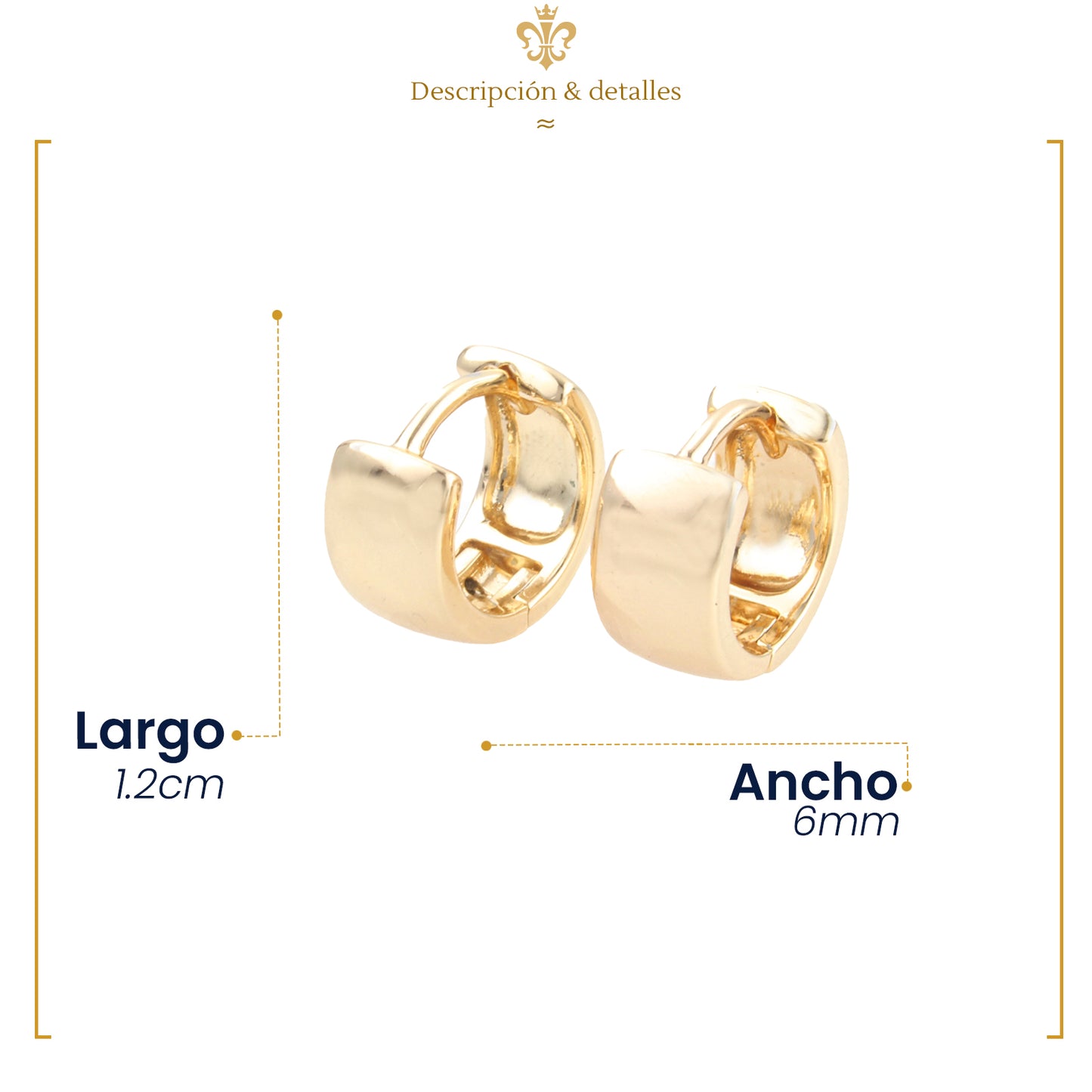 Aretes Arracaditas Lisas Doradas Para Mujer y Niña En Oro Laminado