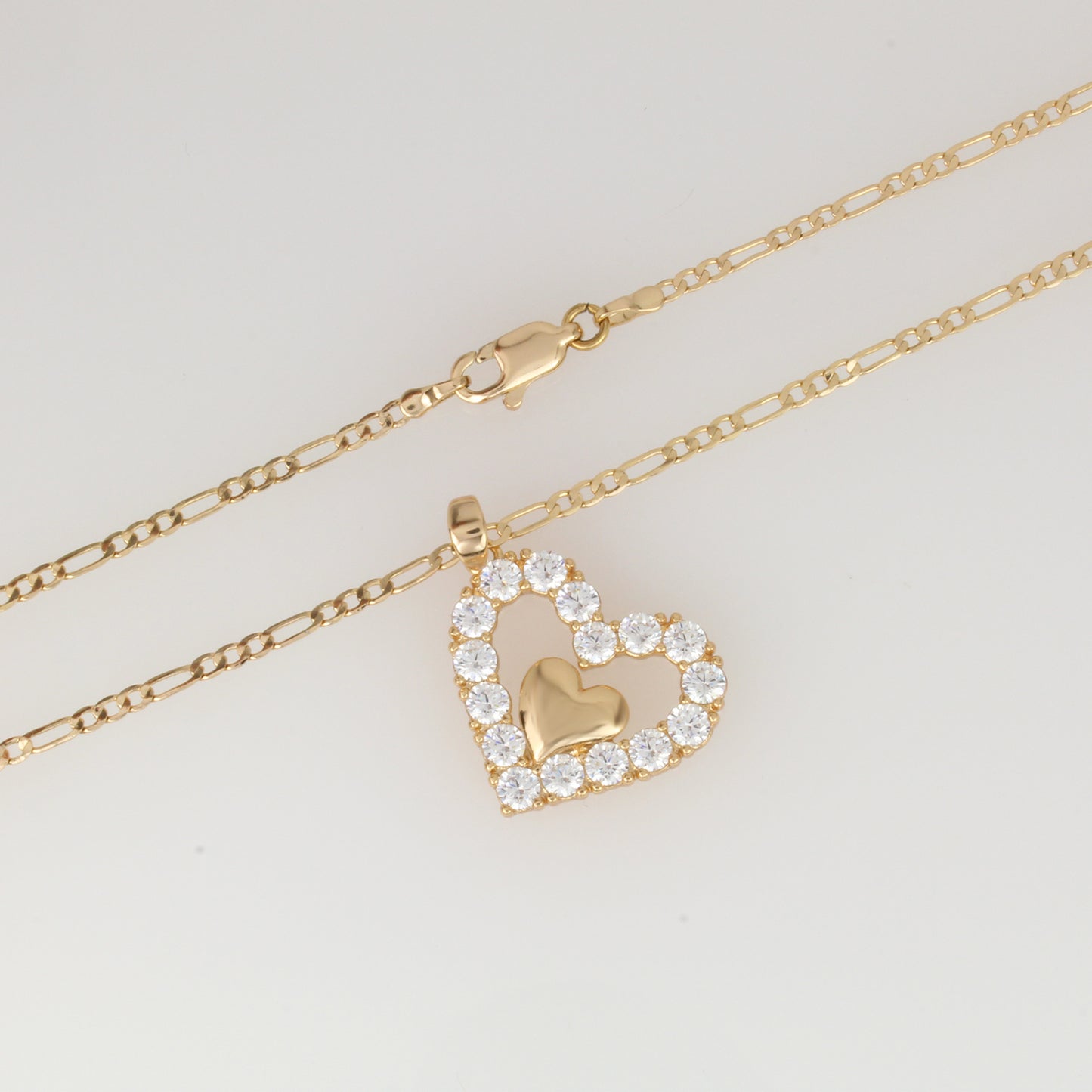 Collar Mujer Elegante Dorado Dije Corazón Liso Cristal 18k