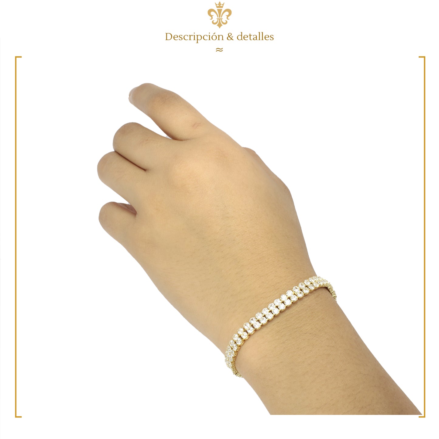 Pulsera dorada  con cristales estilo unisex en oro laminado 18k