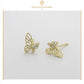 Juego Triple De Pendientes Mariposa Broqueles Con Diamantes