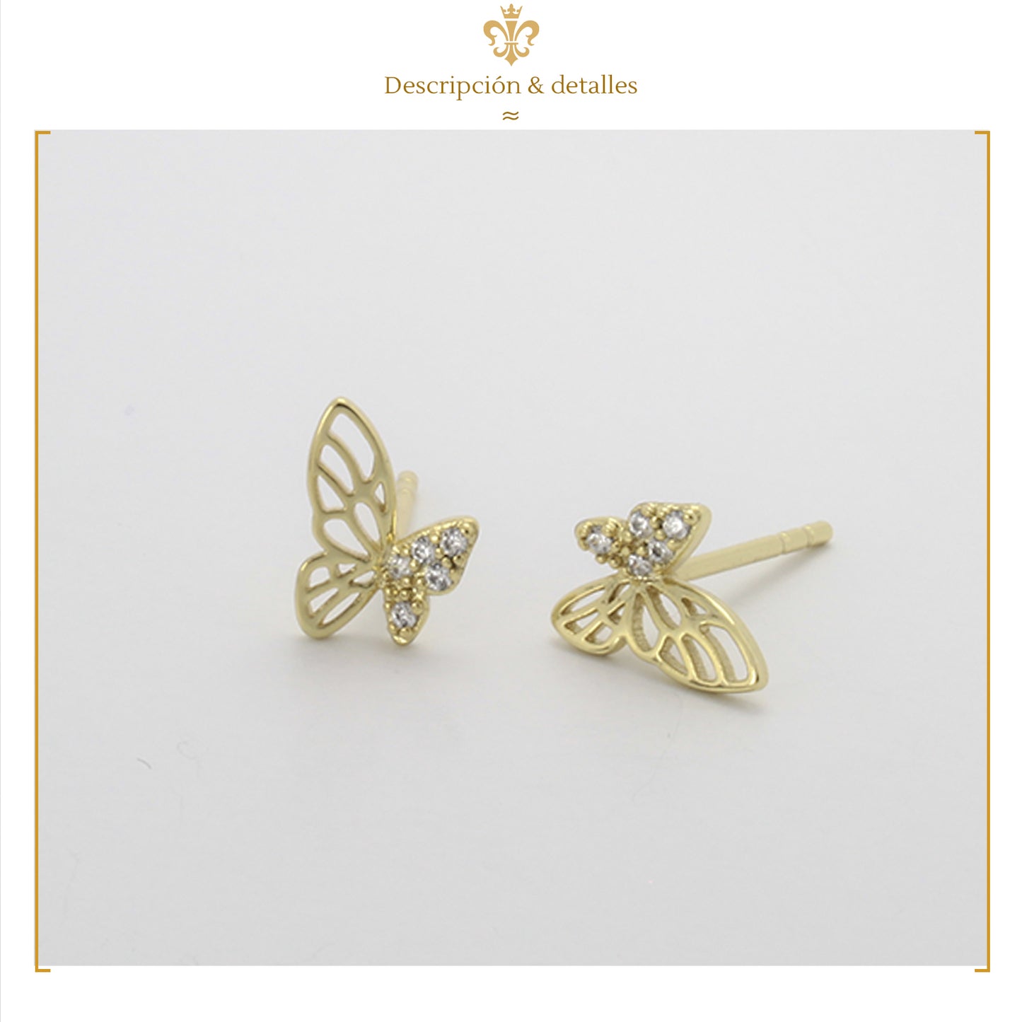 Juego Triple De Pendientes Mariposa Broqueles Con Diamantes