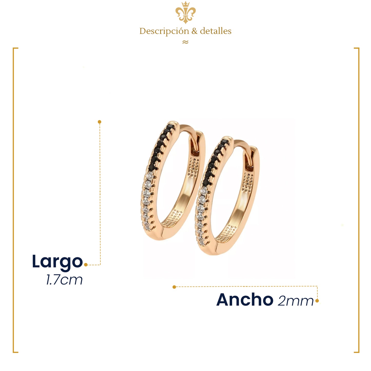 Aretes Arracaditas Elegantes Bicolor En Oro Laminado 18k Diamantados