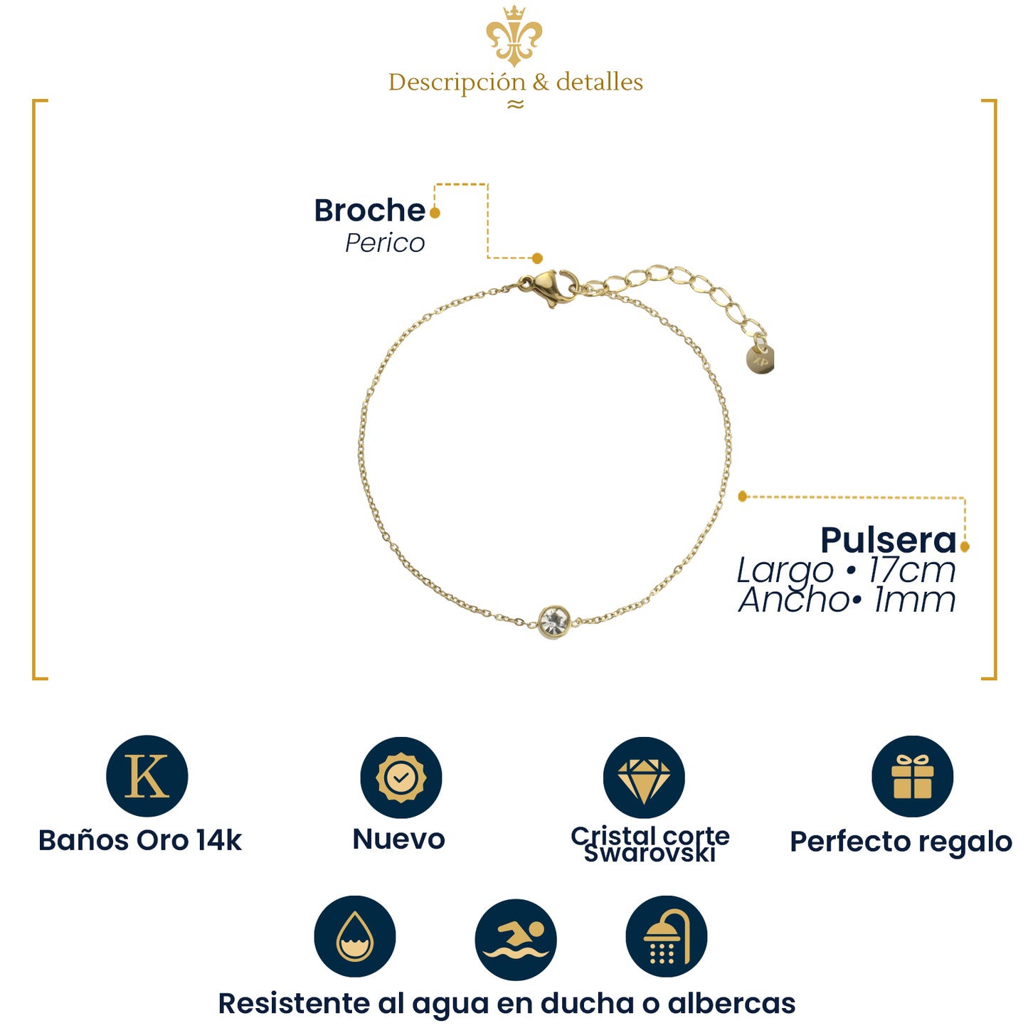 Esclava Pulsera De Mujer Ajustable con cristal solitario