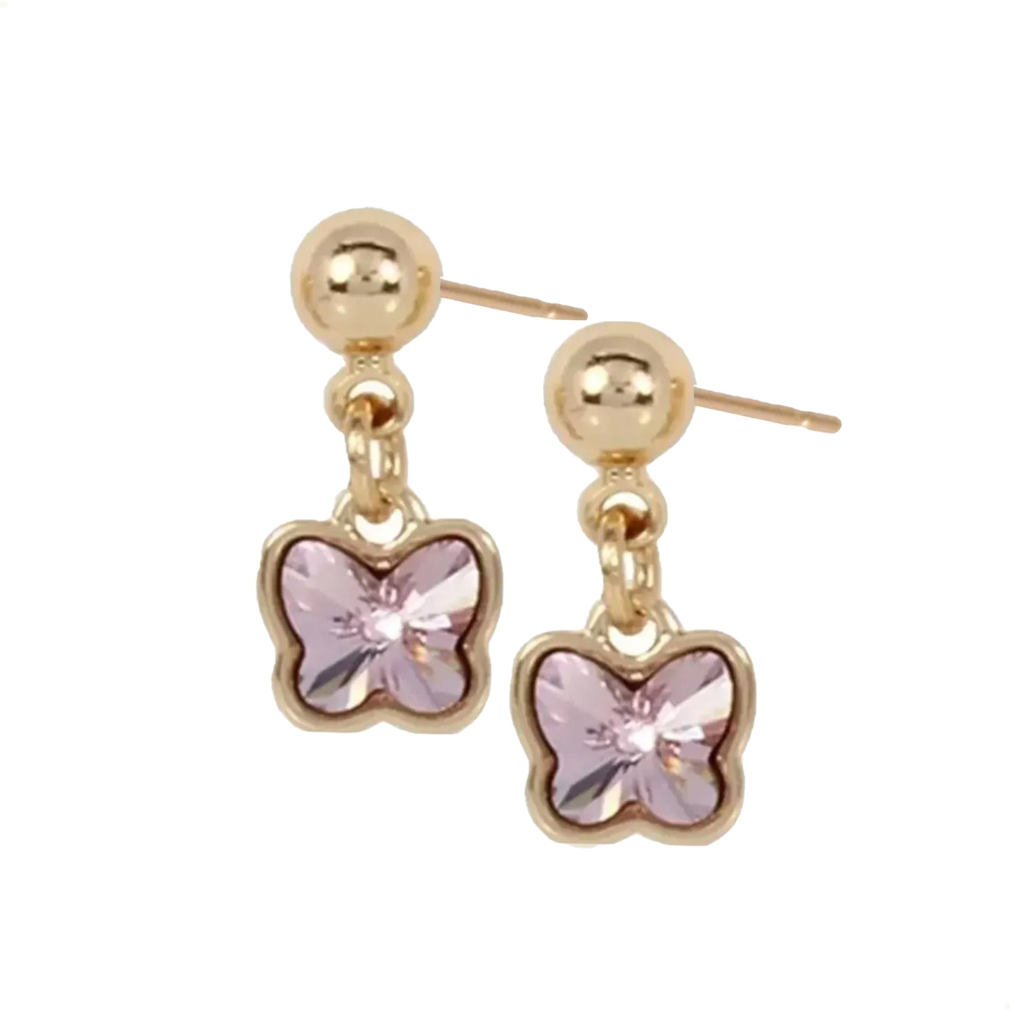 Elegantes Aretes Mariposas De Oro Lamin De 18k Con Swarovski