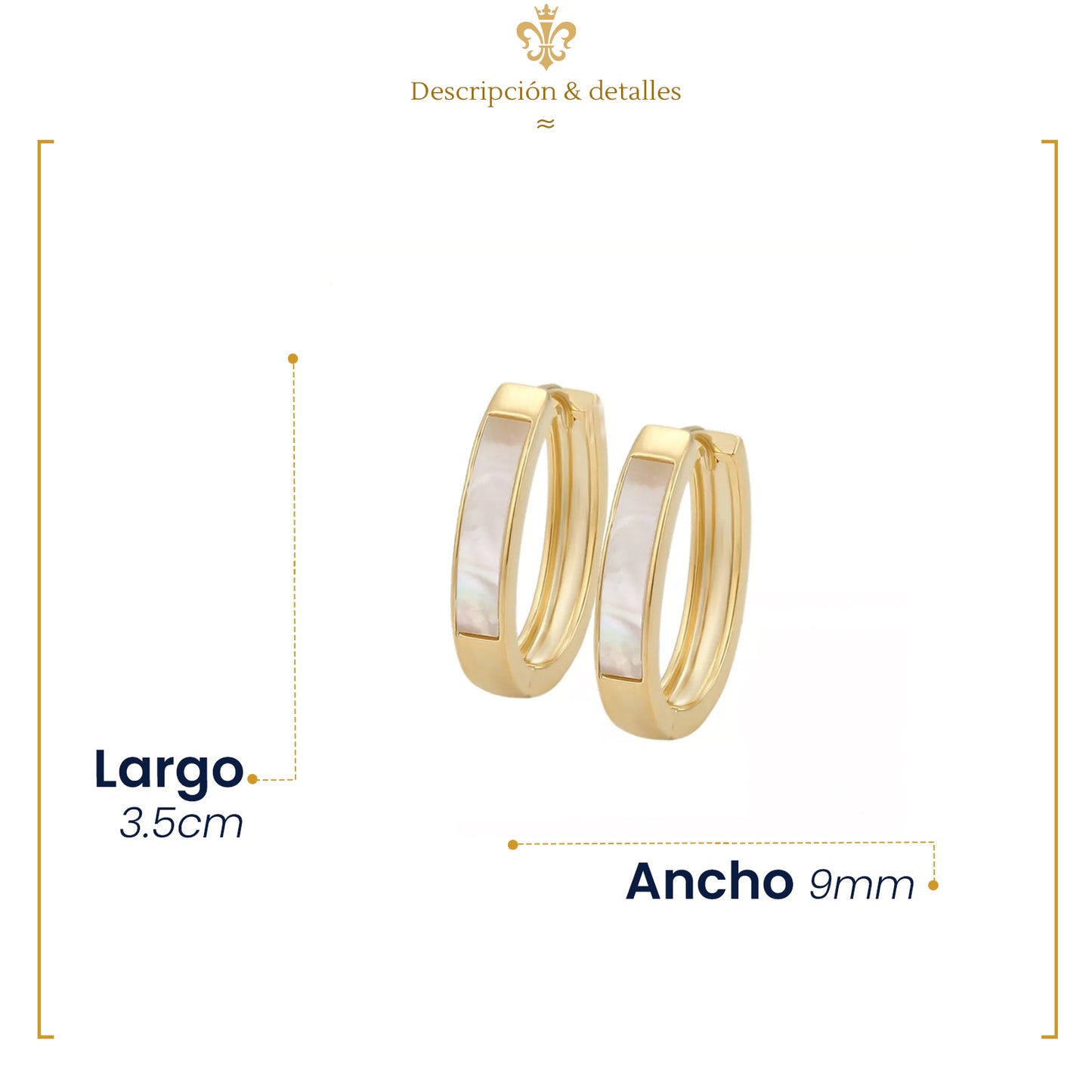 IMPERO JEWELRY Arracadas Para Mujer En Oro Laminado Con Cristal Madre Perla