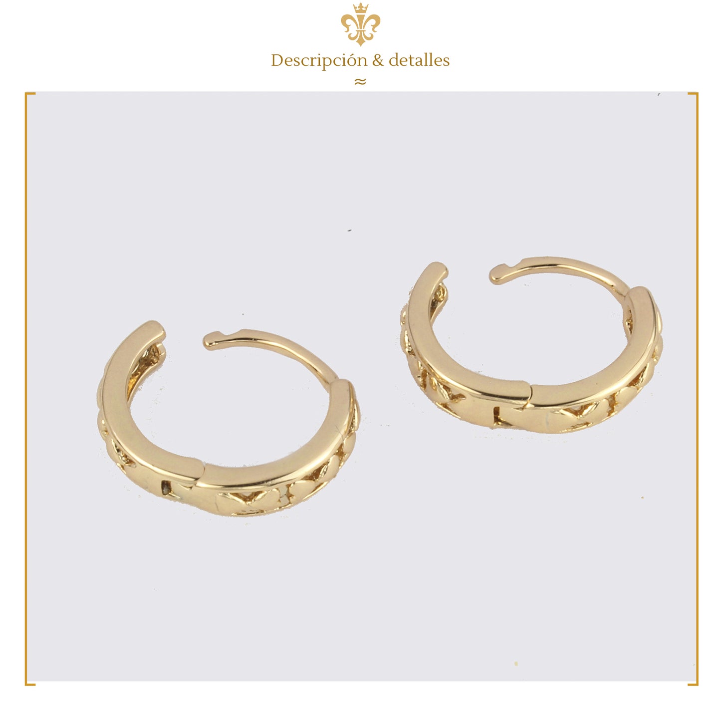 Aretes Dama Corazones Lisos Dorados Huggies Diamantados