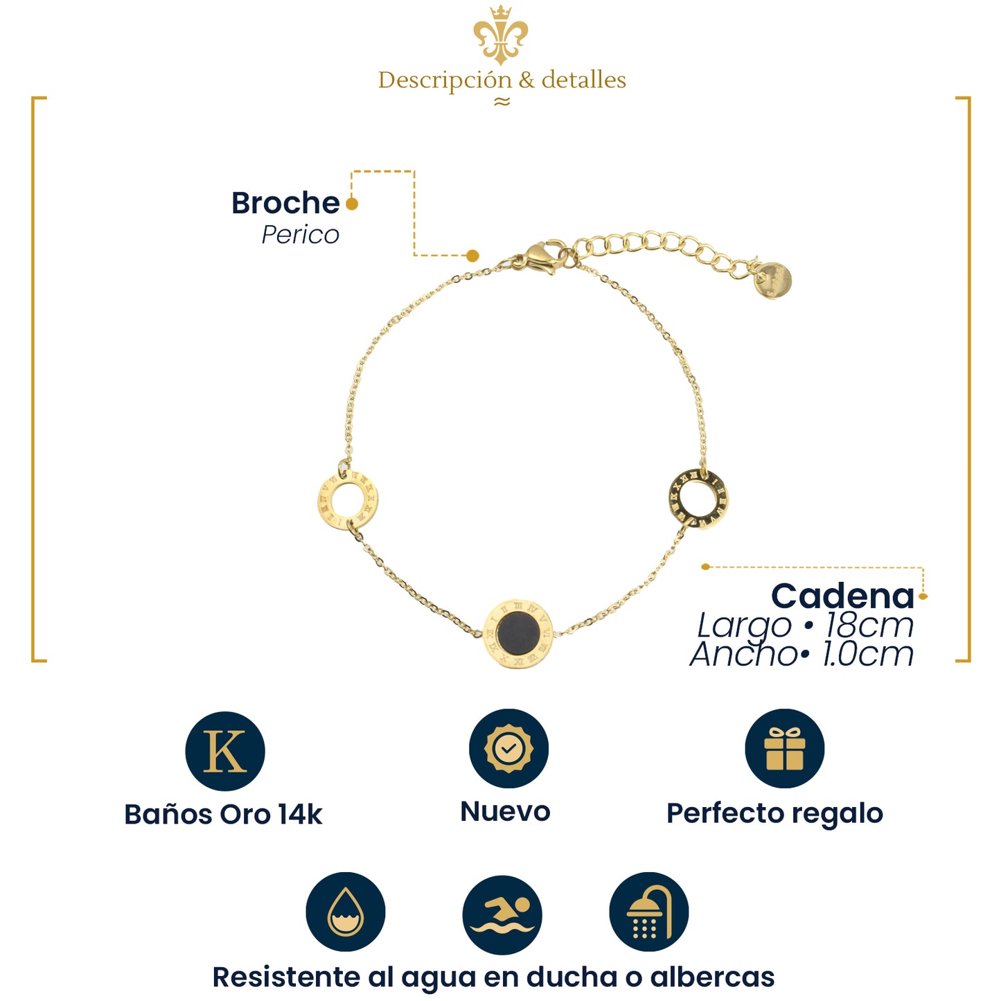 Pulsera Esclava Modelo Números Romanos Para Mujer De Acero Inoxidable