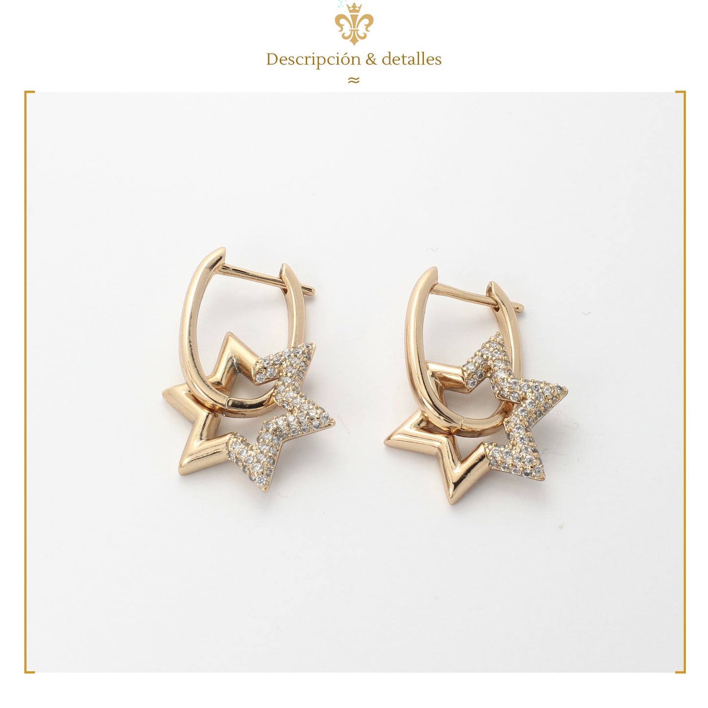 IMPERO JEWELRY Aretes De Estrella De David colgante En Oro Laminado Con Cristales Swarovski