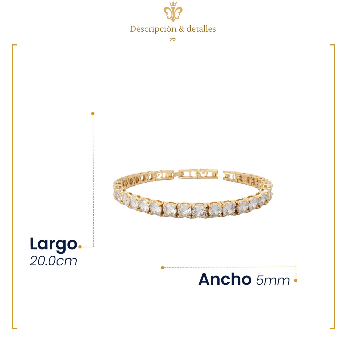 Pulsera Elegante De Diamantes En Colores Para Mujer En Oro Laminado