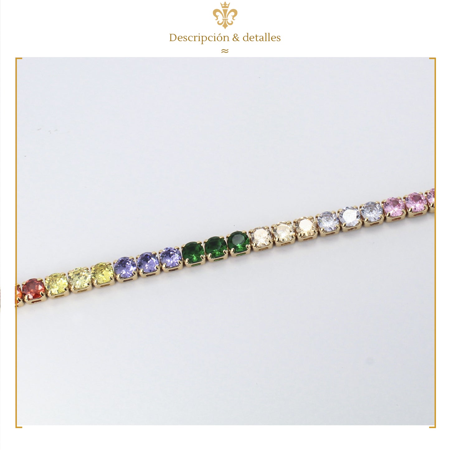 Pulsera Elegante De Diamantes En Colores Para Mujer En Oro Laminado