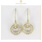 Aretes Broqueles Oro 14k Laminado Mujer Cristal Colgantes