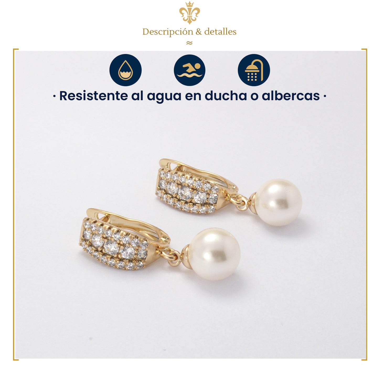 Arracadas Aretes De Oro Laminado Con Perlas 18k Colgantes