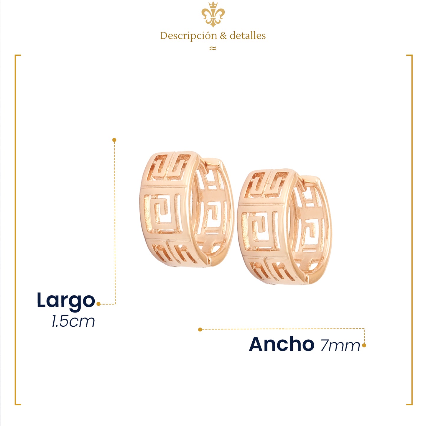 Arracadas De Oro Laminado 18k Para Mujer Con Acabados De Grecas