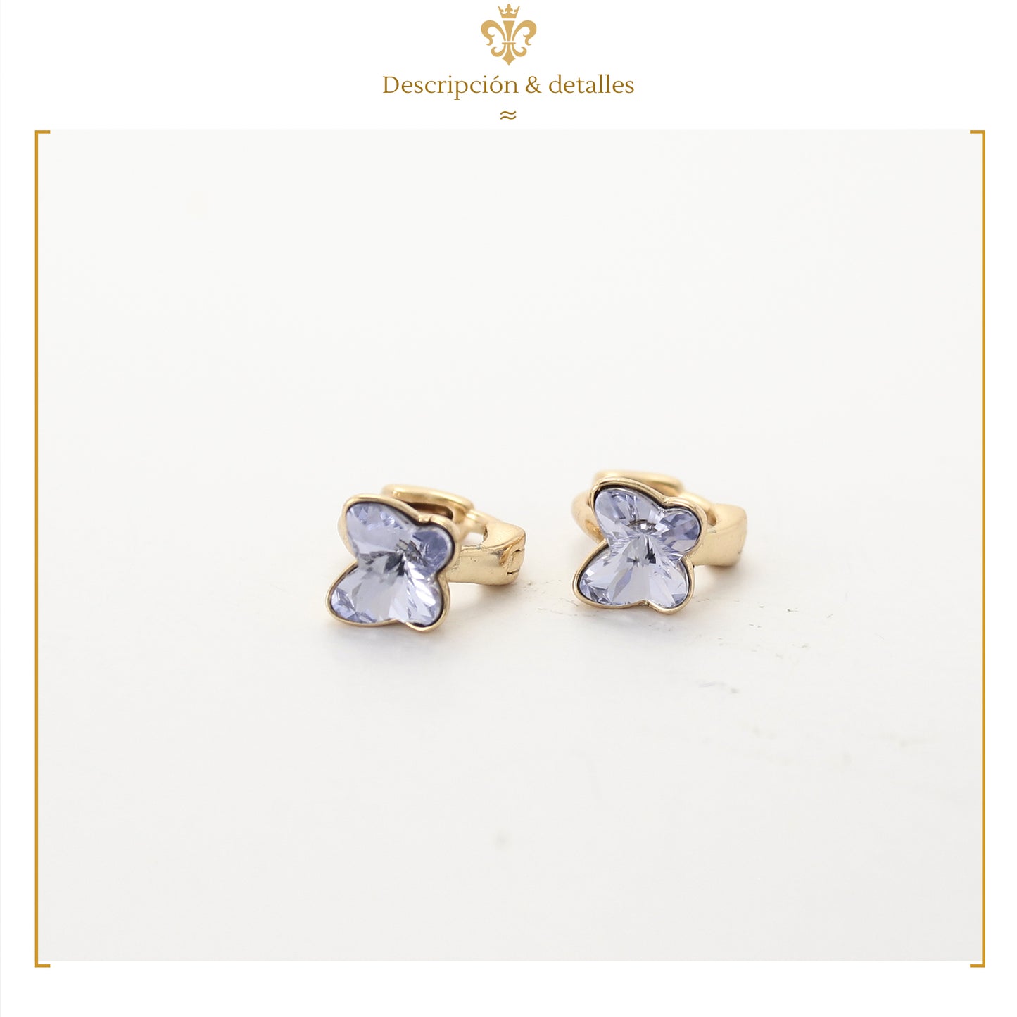 Aretes Arracaditas De Oro Laminado 18k De Mariposas Con Cristales