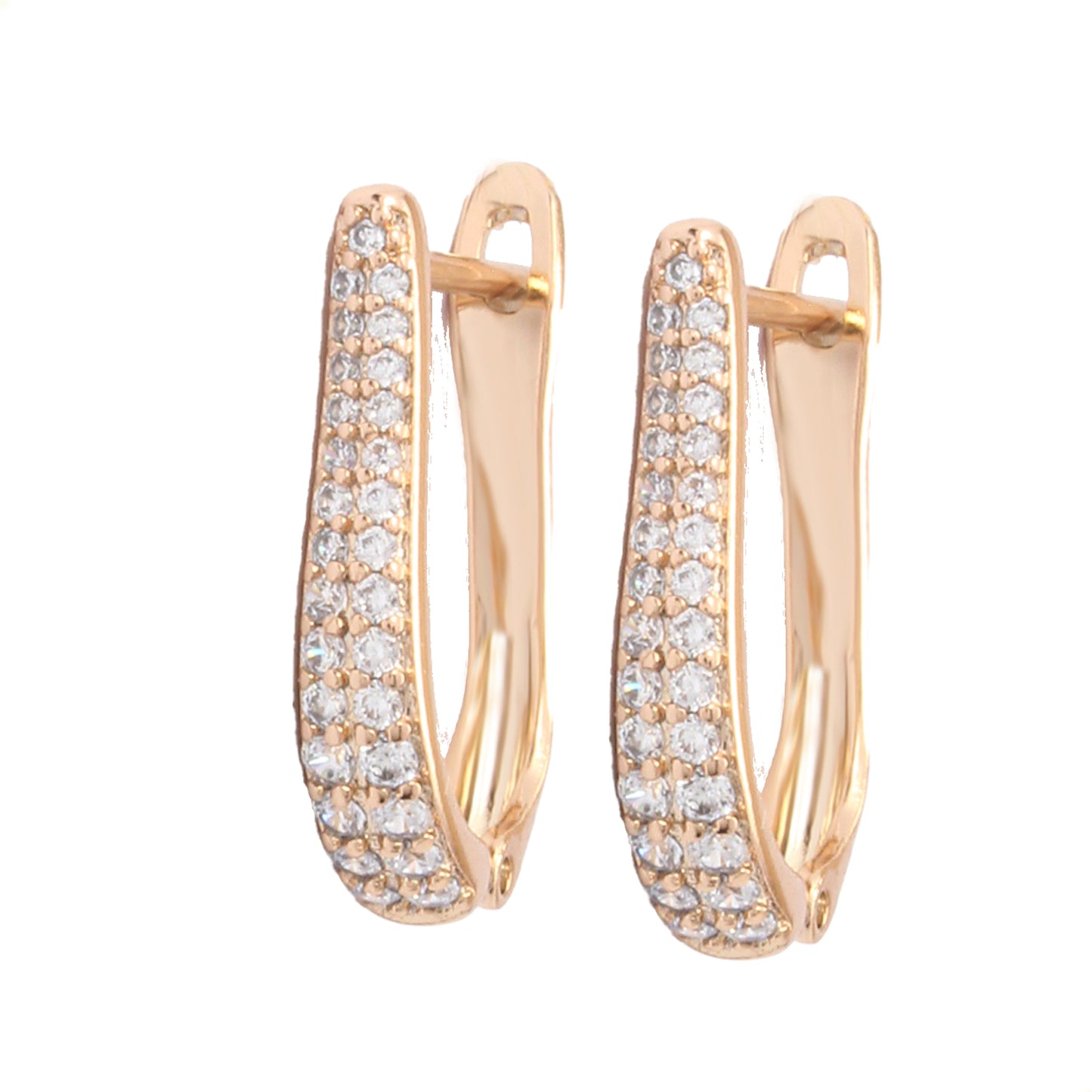 Elegantes Aretes Mujer De Oro Lamin 18k Huggies Diamantados