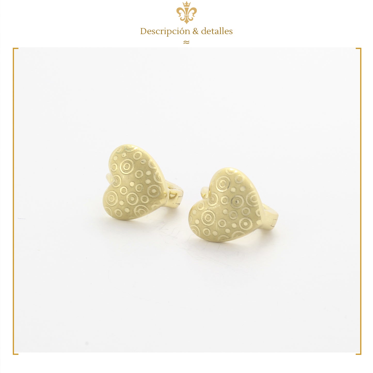 Aretes Huggies En Forma Corazón Satinados Oro Laminado 14k