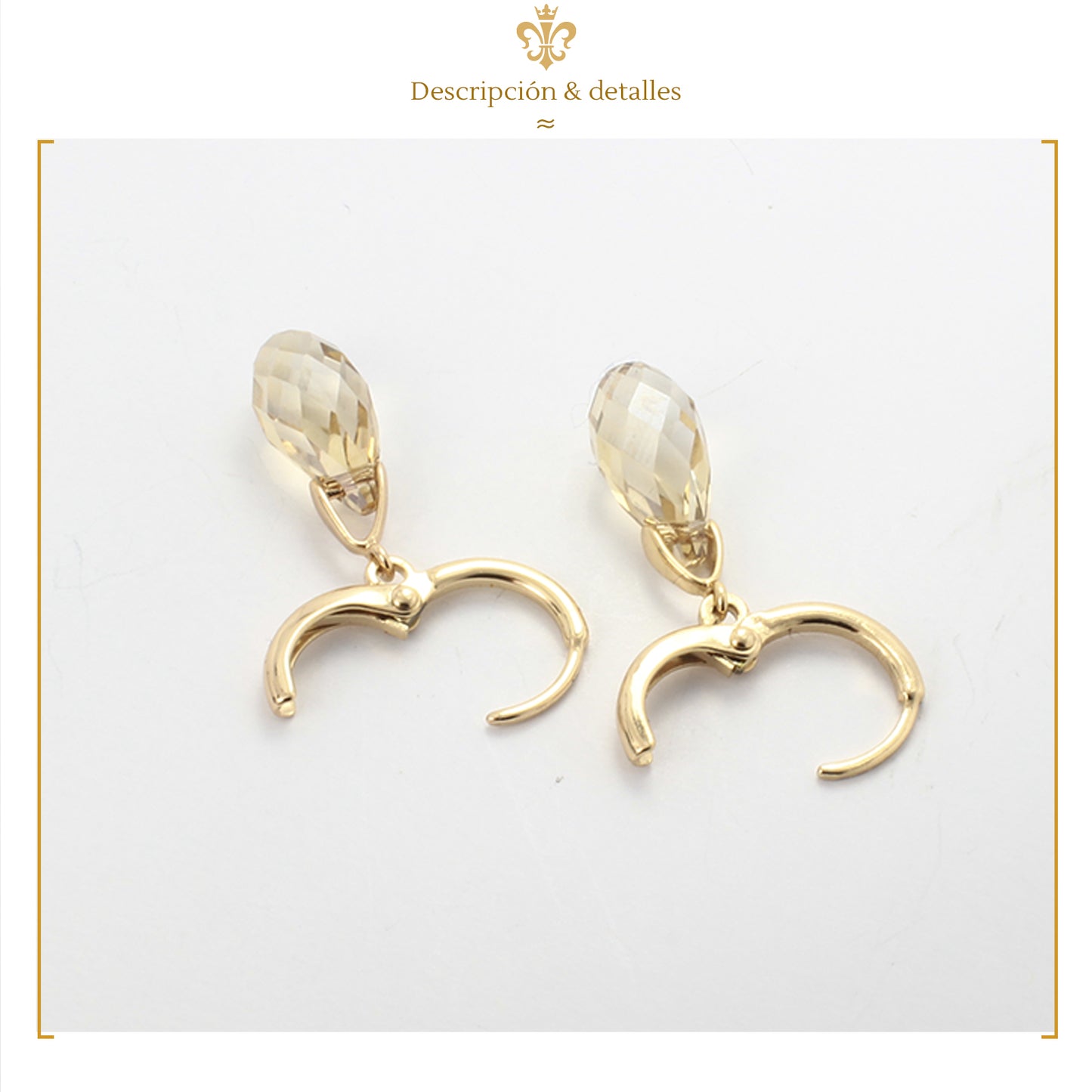 Elegantes Aretes De Cristal Swarovski Largos Con Diseño Gota