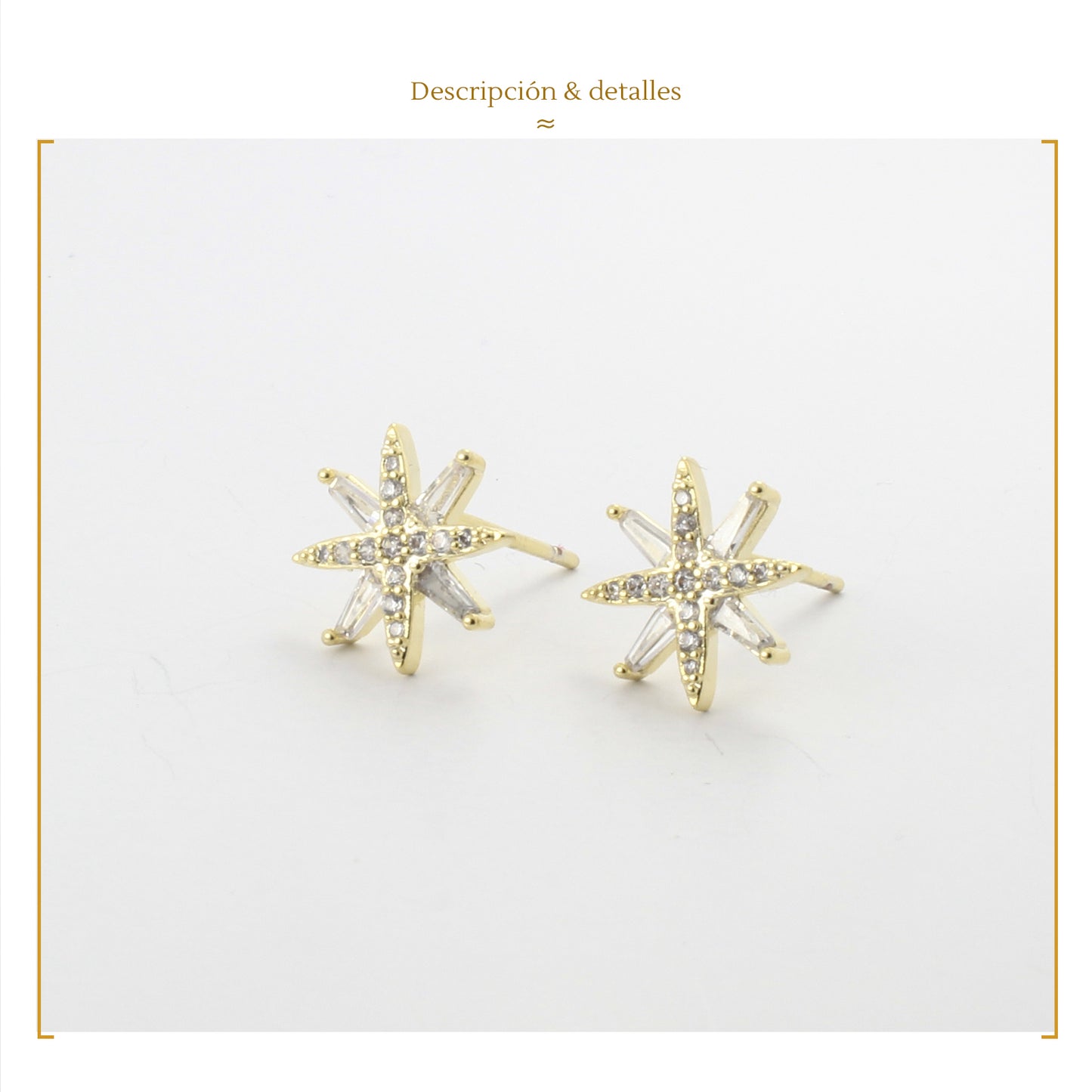 Aretes De Estrellas Broqueles Swarovski Oro Laminado 18k