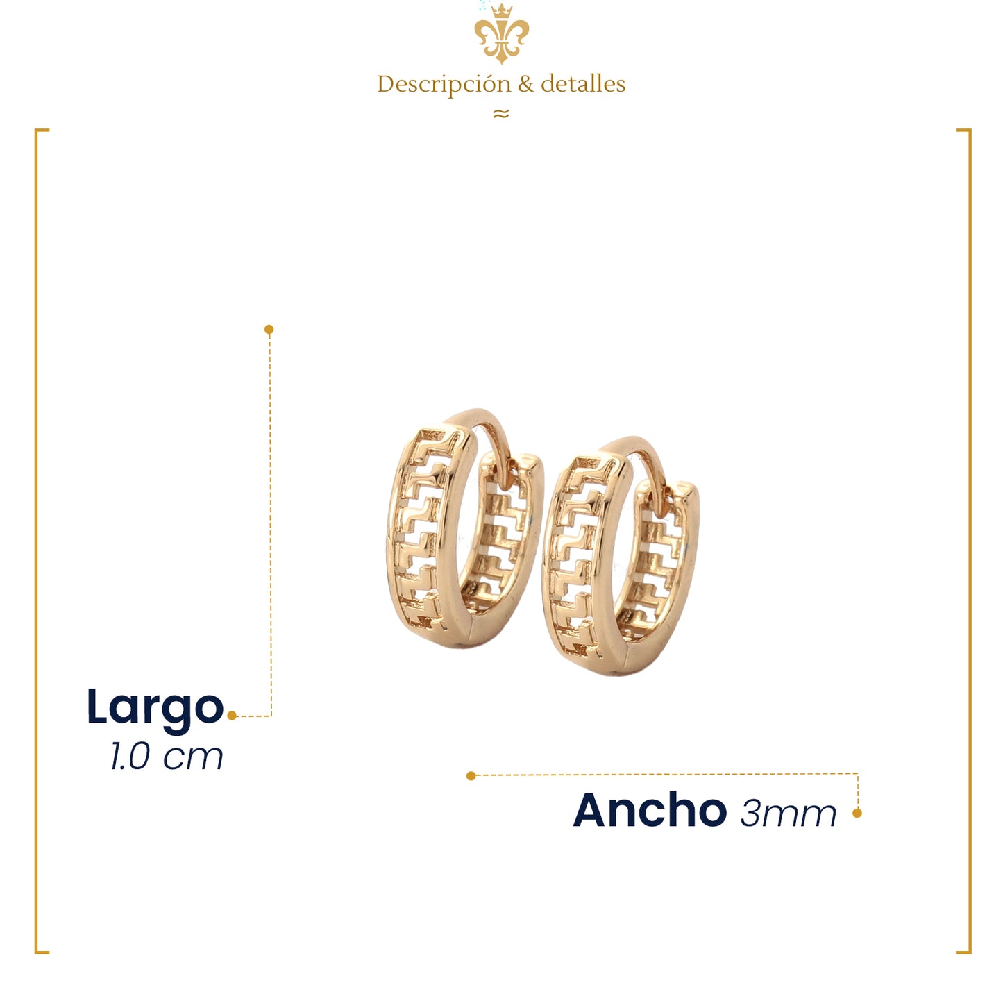 Aretes Acabados Con Grecas De Oro Laminado 18k Niña Mujer