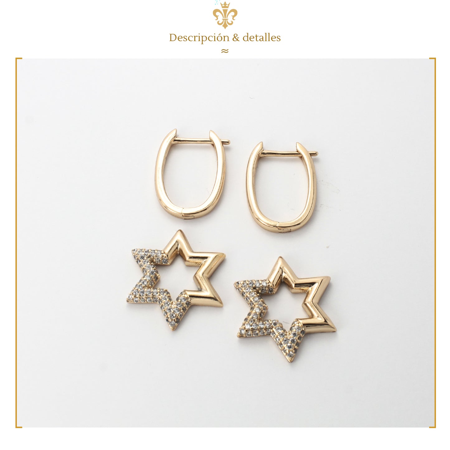 IMPERO JEWELRY Aretes De Estrella De David colgante En Oro Laminado Con Cristales Swarovski