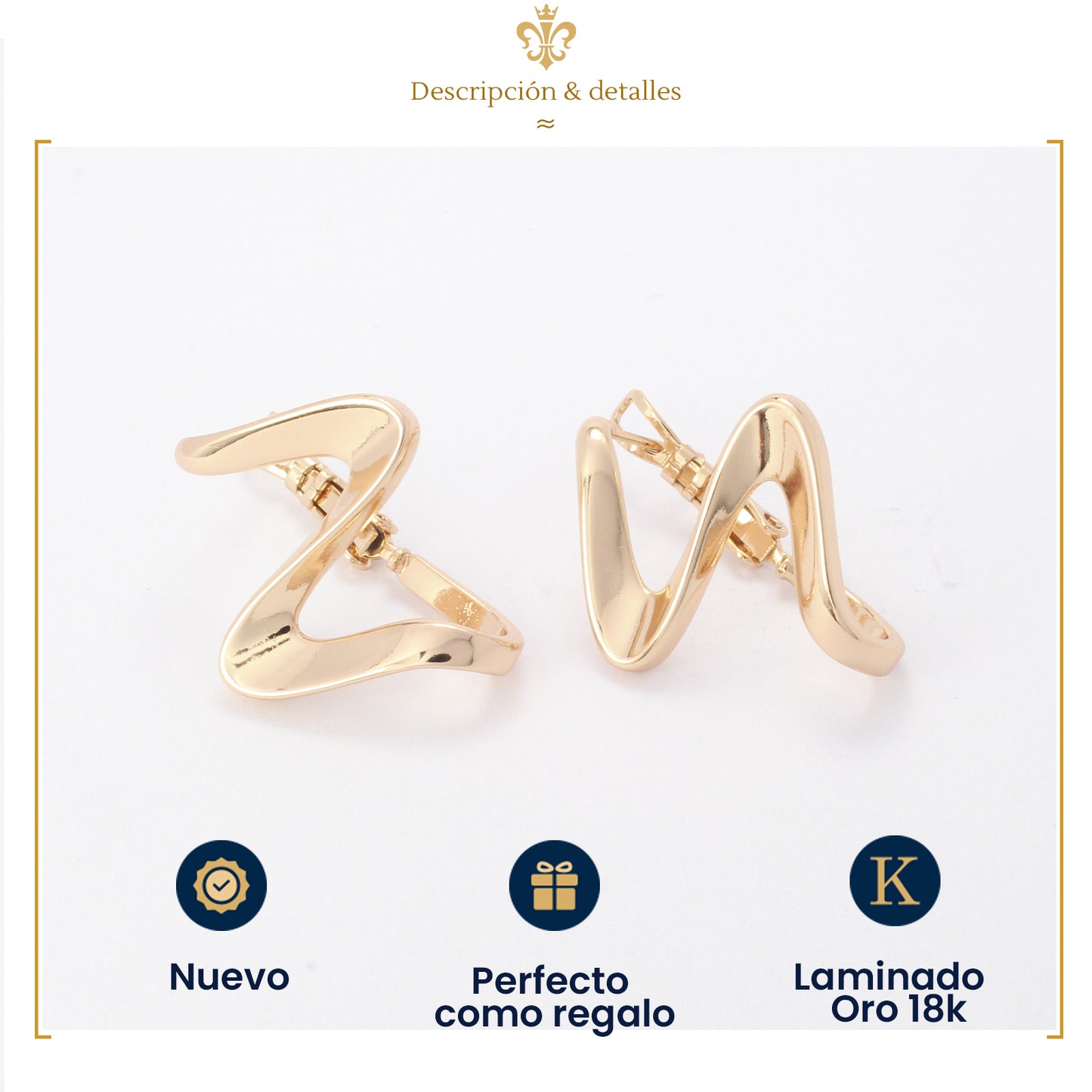 IMPERO JEWELRY Aretes Pendientes Mujer Lisos Oro Laminado Asimetricos Regalo