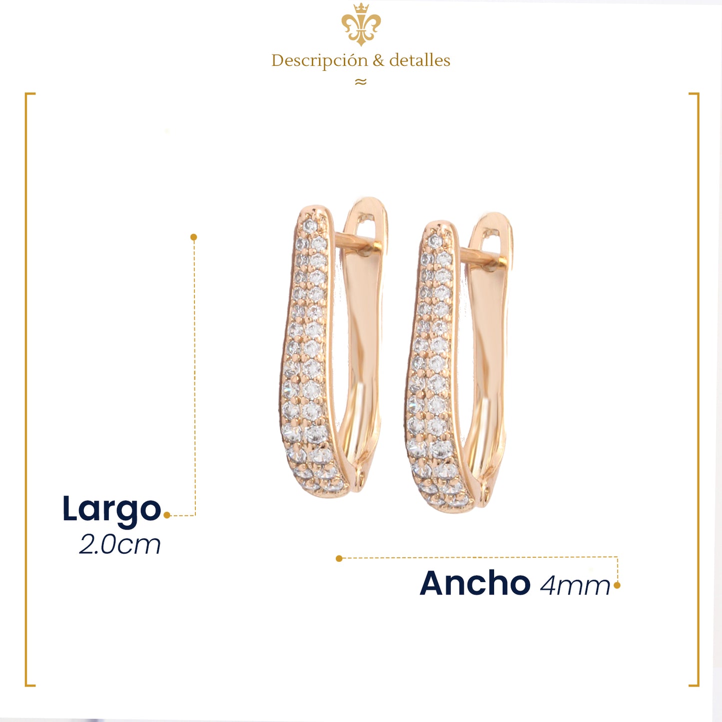 Elegantes Aretes Mujer De Oro Lamin 18k Huggies Diamantados