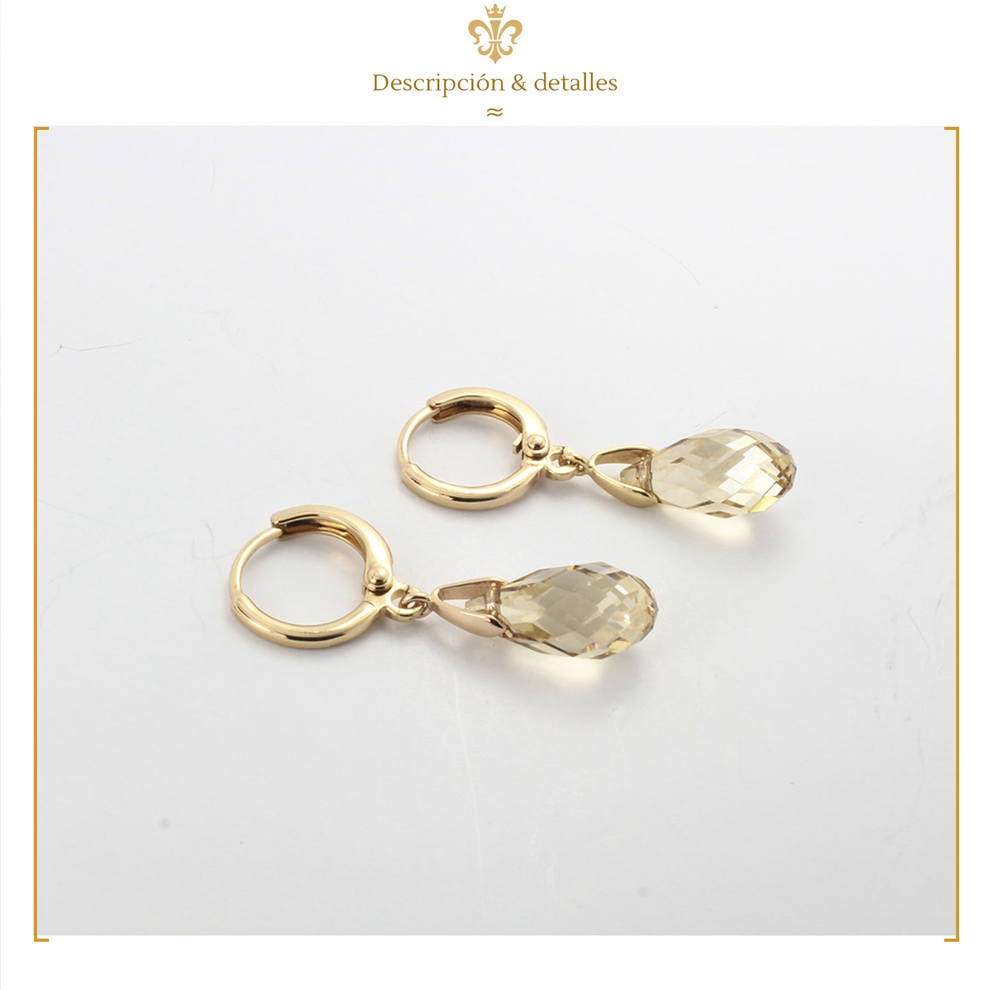 Elegantes Aretes De Cristal Swarovski Largos Con Diseño Gota